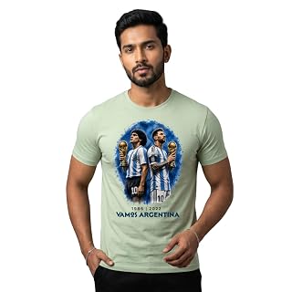 Chitpatang Vamos Argentina Unisex Graphic T-Shirt for Men & Women | Argentina Football Fan Tee | Round Neck Casual Sportswear | Comfortable Everyday Wear T-Shirt (in, Alpha, S, Mint Grey)