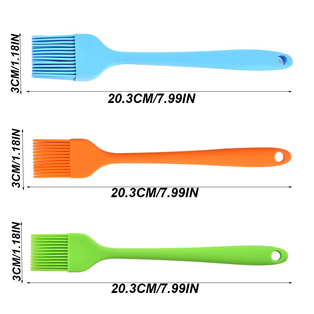 Pennello Cucina Pennelli Silicone, 3 Pcs Spazzola per Barbecue, Spazzola da Forno in Silicone, Spazzola per Cottura BBQ, per Grigliare, Cuocere, Cucinare, Pasticceria