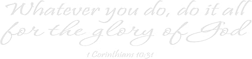 Miniatura 10 de Arte de pared blanco de 90 x 22 pulgadas, 1 Corinthians 1031, Whatever You Do, Do It All for The Glory of God, calcomanía inspiradora con cita
