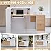 L-Shaped Large Wooden Reception Desk, Modern Front Desk Reception Counter with Lockable Drawers & Storage & Keyboard Tray, for Checkout, Lobby (Right-Natural Wood/White, 71''L x 42''W x 41''H)