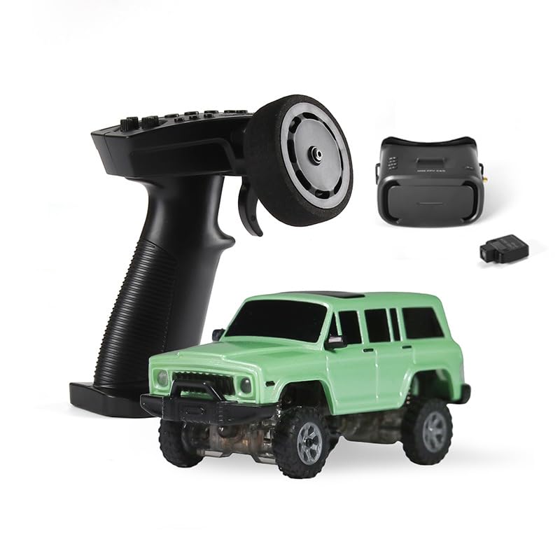 SpedUpX SNICLO 1:64 Mini RC Off-Road Car, 2.4G Full Proportional Control, Metal Driveshaft, Multi-Link Chassis, Independent Suspension, RTR Electric Climbing Vehicle(Green/RTR Cam Version)