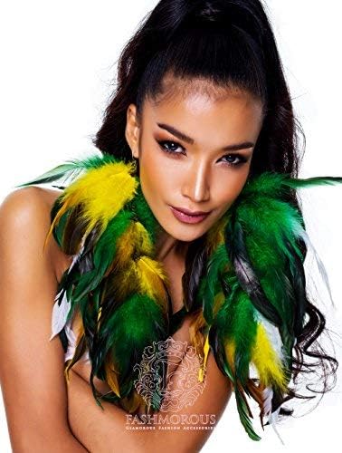 Cool JewFashmorus Green Feather Earrings for Women Handmade Earrings for Women Dangling Long Feather Dangle Earrings for Women