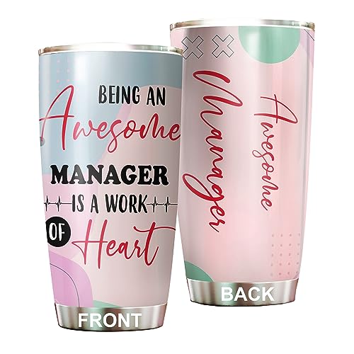 MEDROC Awesome Manager Tumbler Stainless Steel 20oz, Funny Manager Gifts Bulk For Birthday Christmas, Manager Gifts For Men Women Office Coworker Driking Coffee Cup Humor