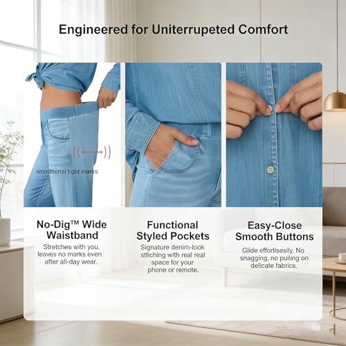 Image of Women'S Denim Dreams Pajama Set, Denim Dreams Pajama Set, Soft Look Breathable, For Loungewear, Sleep Casual Home Days