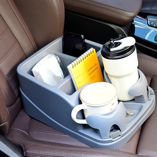 Keyiduid Center Console for Cars, Car Center Console Organizer, Console Cup Holder for Trucks, Floor Cup Holder for Truck, Minivans, Suvs, Vehicle Organizer (Gray)