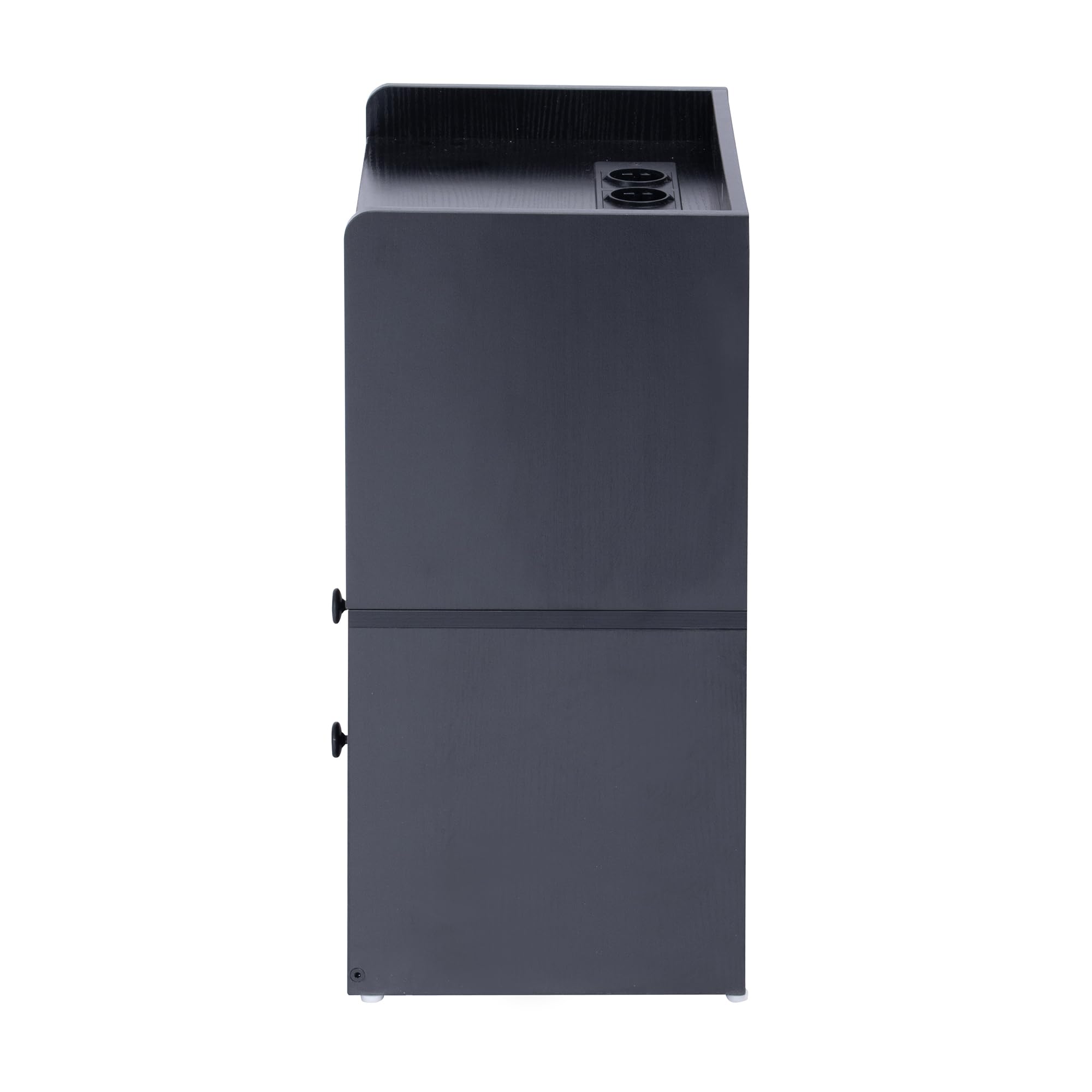 FurnitureR Table de Nuit avec Eclairage LED, Eclairage Ambiant Multicolore, Rangement à Deux Tiroirs, Armoire Compacte pour Chambre à Coucher avec Station de Chargement USB, MDF Noir, 38 x 26 x 56cm
