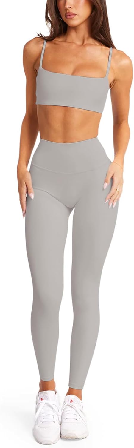 LASLULU Womens Adjustable Spaghetti Straps Sports Bra Square Neck Wireless Padded Workout Yoga Crop Tops - Image 4