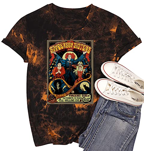 Halloween T Shirt Women Sanderson Letter Print Graphic T-Shirt Hocus Pocus Tees Tops