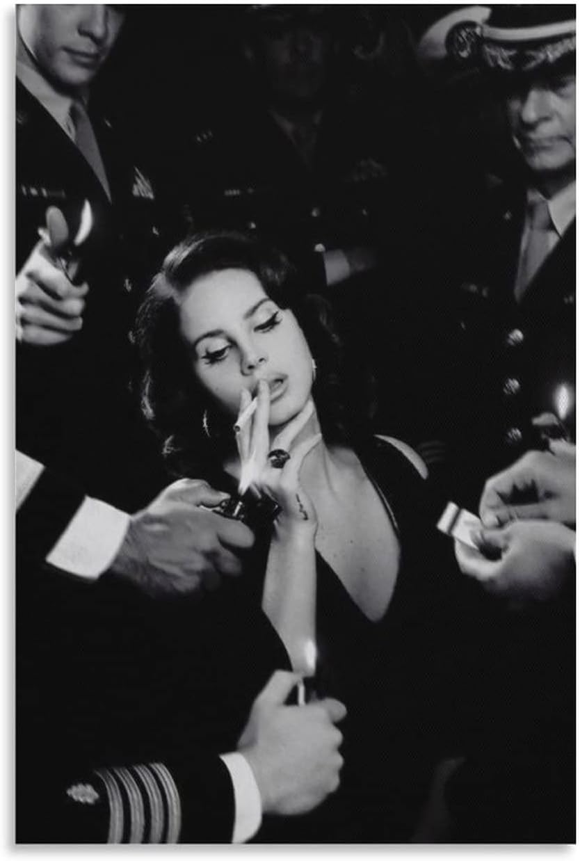 LUOWEI Lana Del Rey Poster Black and White Poster for Room Aesthetic Canvas Art Poster and Wall Art Picture Print Modern Family Bedroom Decor Posters (Unframe-style-2, 12x18inch(30x45cm))