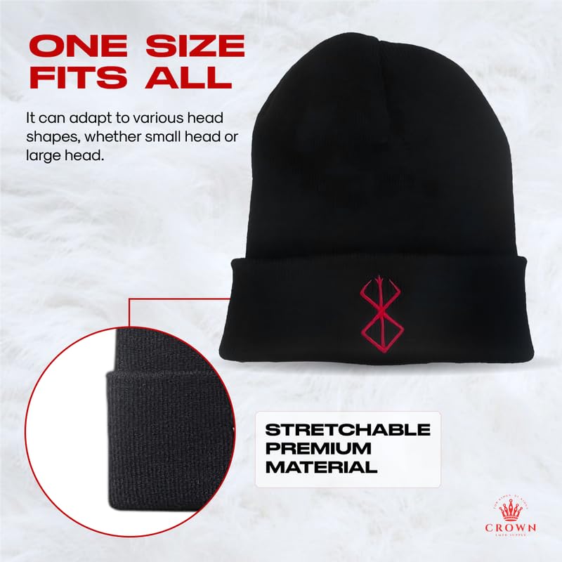 Silky Anime Beanie Hat Winter Caps for Men and Womens Beanies, Cuffed Knit Graphic Beanie, Comfy and Soft Embroidered3