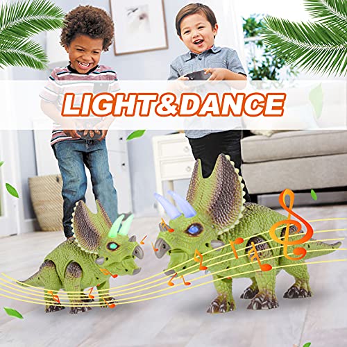 Tsonmuan Remote Control Dinosaur Toys For Kids 5-7 With Dance/Fight Mode And 12 Dinosaur Figures Toys, Rc Triceratops Walking Dino Toys For 3 4 5 6 7+ Years Old #TOP1