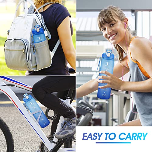 Yc Kitchen Motivational Water Bottle With Time Marker- 32Oz Water Bottles With Times To Drink, Leakproof & Bpa Free Sports Water Bottle With Straw & Carry Strap For Fitness, Gym, And Outdoor Sports #TOP5