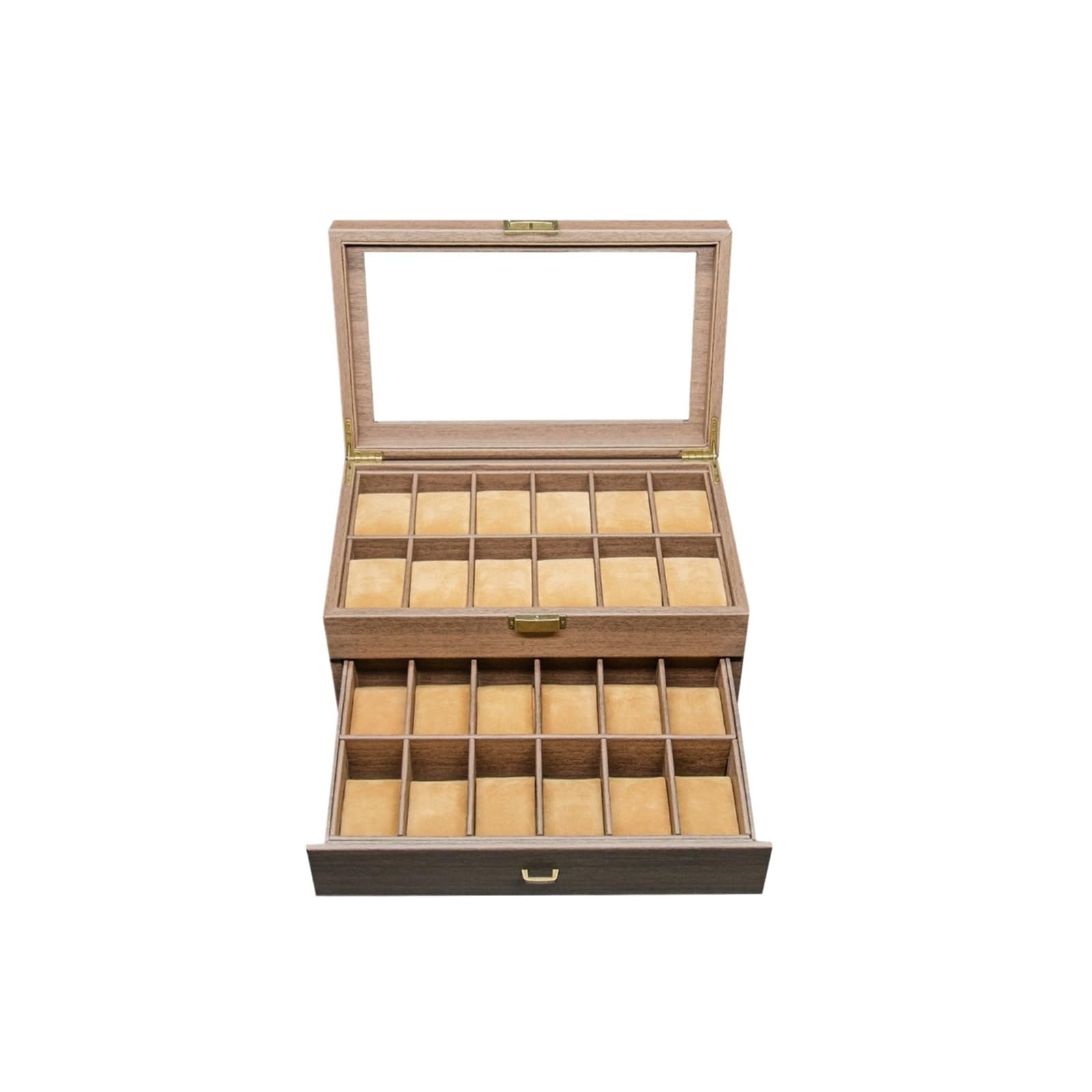 GHHZML Watch Box 3 Styles Double Layer Watch Collection Decorative Box 24 Grid Universal Storage For Men Women PU Leather