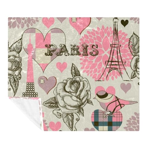 Couverture cadeau microfibre rose motif Paris chic pour petits et grands - 2
