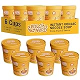 VOLO VERO Konjac Noodle Instant Soup Cup Tom Yum Flavor, 6 Packs, Gluten Free, Vegan, Low Carb, Low Calorie, Low Sugar, Keto Shirataki Noodles Angel Hair Pasta, Healthy Diet Food, Holiday Gifts