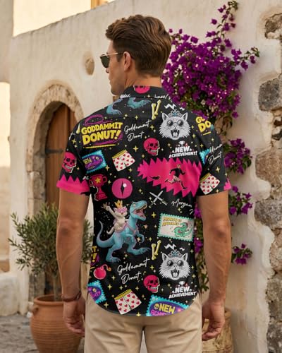 Image of 99TIMORO Fathers Movie Hawaiian Shirt for Men, Characters Button Down Short Sleeve Top, Summer Beach Gifts