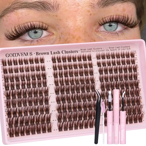 Image of Brown Wispy Lash Clusters Kit Manga Eyelashes Clusters Natural Cluster Eyelash Extensions Kit Fairy DIY Lash Extension Anime C Curl Waterproof Individual Eye Lashes