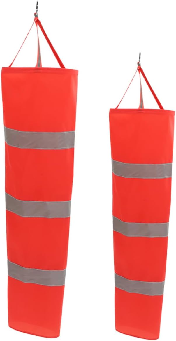 BESPORTBLE 2pcs Windsock Weather Instruments Wind Direction Sock Wind Direction Indicators Airport Flag Garden Decor Weather Vane Reflective Warning Flag Rainproof Oxford Cloth Alert Flag