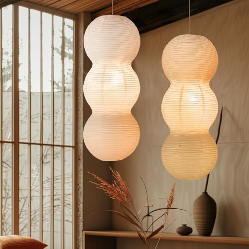 2 Pack Paper Hanging Lamp Shades 27 Inch White