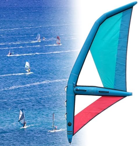 Inflatable Windsurfing Sail with 360° Rotatable Base, Portable Inflatable Hydrofoil Board with Visualization Window for Surfing, Windsurf Wing, and Water Sports
