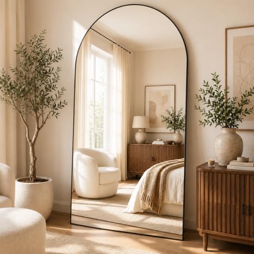 MISSDAY Oversized Full Length Mirror, Arched Floor Mirror 81" x 41", Black - image 1