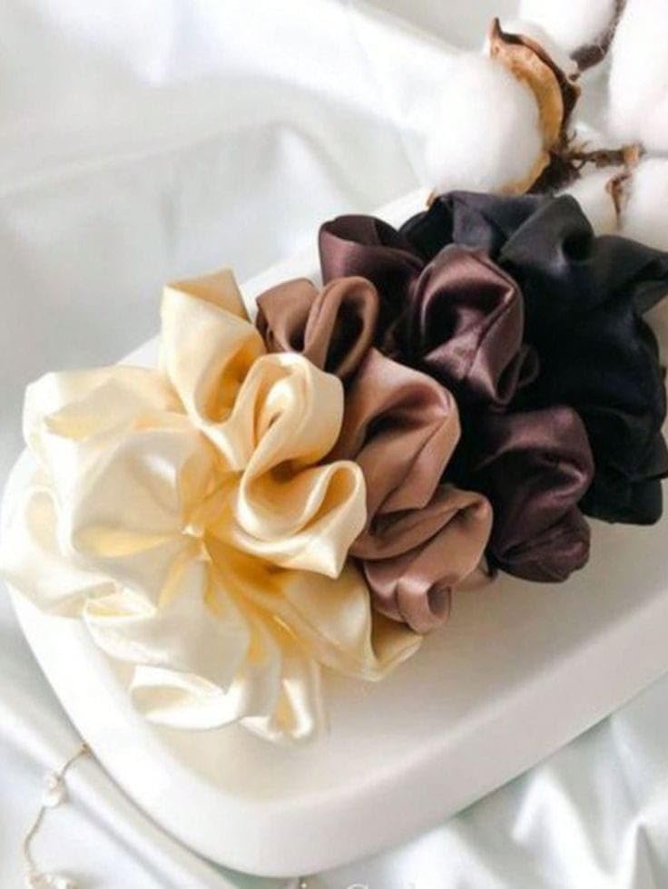 Image of Atrube's Satin Silk Hair Scrunchies For Women And Girls Set Of 5 For Curly Hair And Less Hairfall Rubber Band Scrunchy Satin Hair Ties Best Gift For Mother Daughter Sister