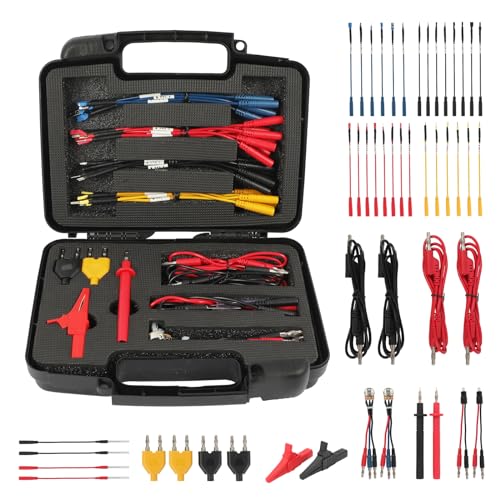 Image of AUTOOL 48PCS Silicone Multimeter Test Leads Kit with Replaceable Wire Piercing Probes,Alligator Clips,32A /1000V Test Hook Clips,Banana Plug Connectors,Jumpers,Test Tweezer
