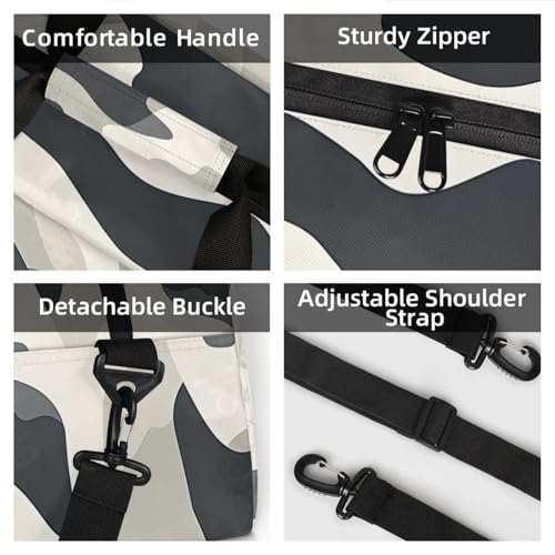 Personalized Custom Black Grey Camo Gym Bag for Women Men Carry on Travel Duffel Tote Gray Camouflage Overnight Workout Weekender Bag4