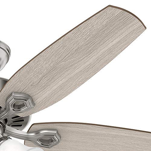 Hunter 52 inch Indoor Ceiling Fan with LED Lights - Ceiling Fan with Pull Chain, For Bedroom or Living Room, Standard Mount, No Remote, 5 Blades, Includes Bulbs - Builder Plus 51111, Brushed Nickel thumbnail 7
