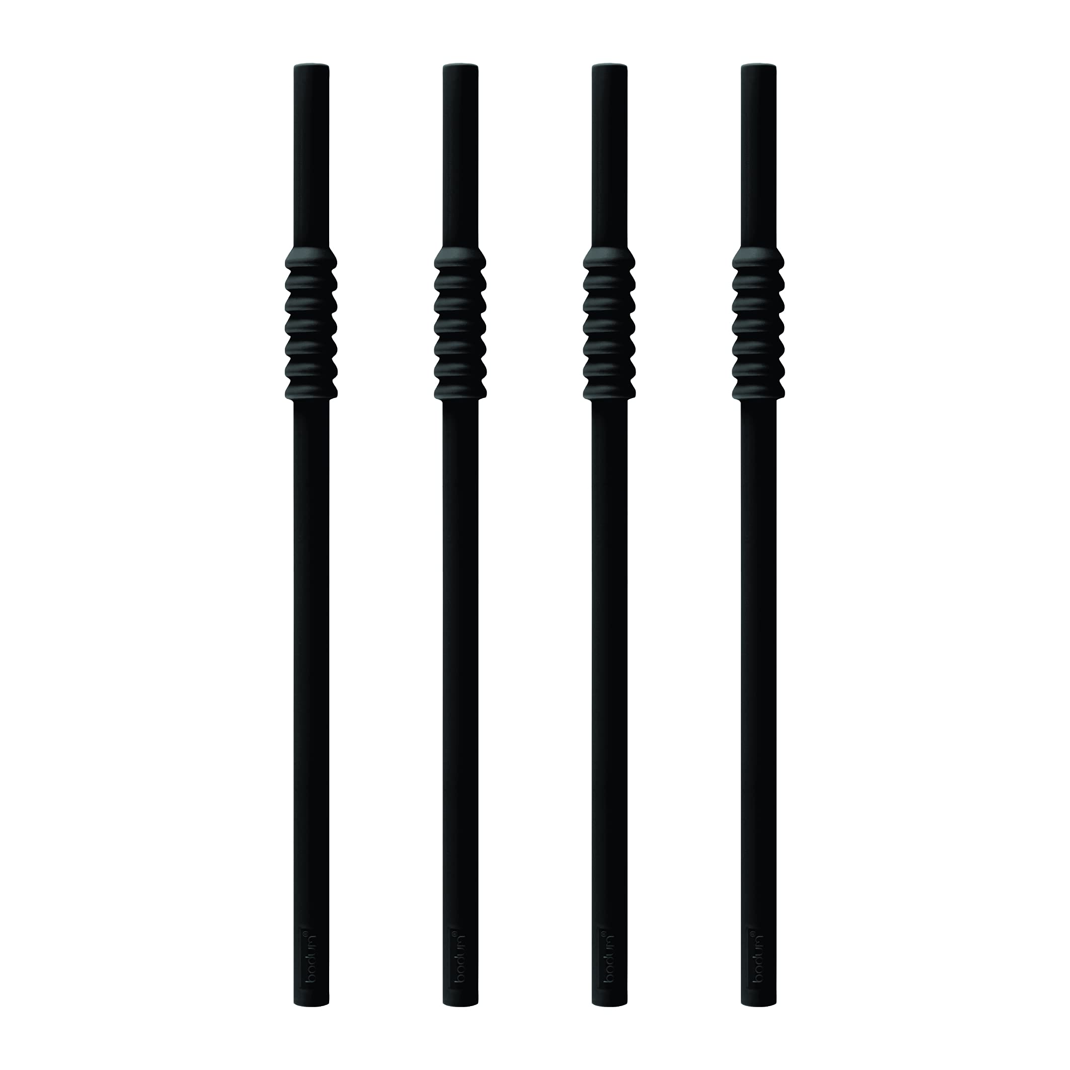 BODUM Bistro K12035-01 Set of 4 Silicone Straws with Stainless Steel Swab, Black, 6 UK - Image 2
