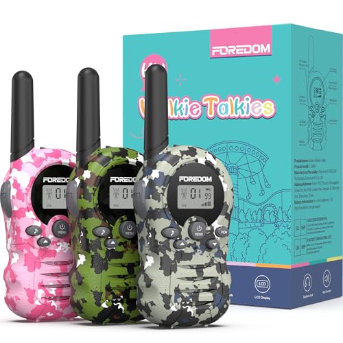 FOREDOM Walkie Talkies für Kinder Walkie Talkies Funkgeräte Set Spielzeug für Jungen & Mädchen 3-12 Jahre Geschenke Outdoor-Abenteuer 3er Set