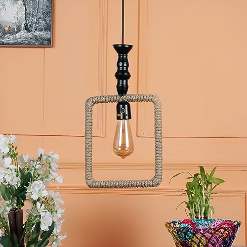 Image of DECOHOME Modern Hanging Ceiling Lamp Lights for Home & Decor | Premium Finish Pendant Light for Living Room, Bedroom & Dining Area | Stylish Indoor Lighting | Chandelier Lights (Square-Gold)