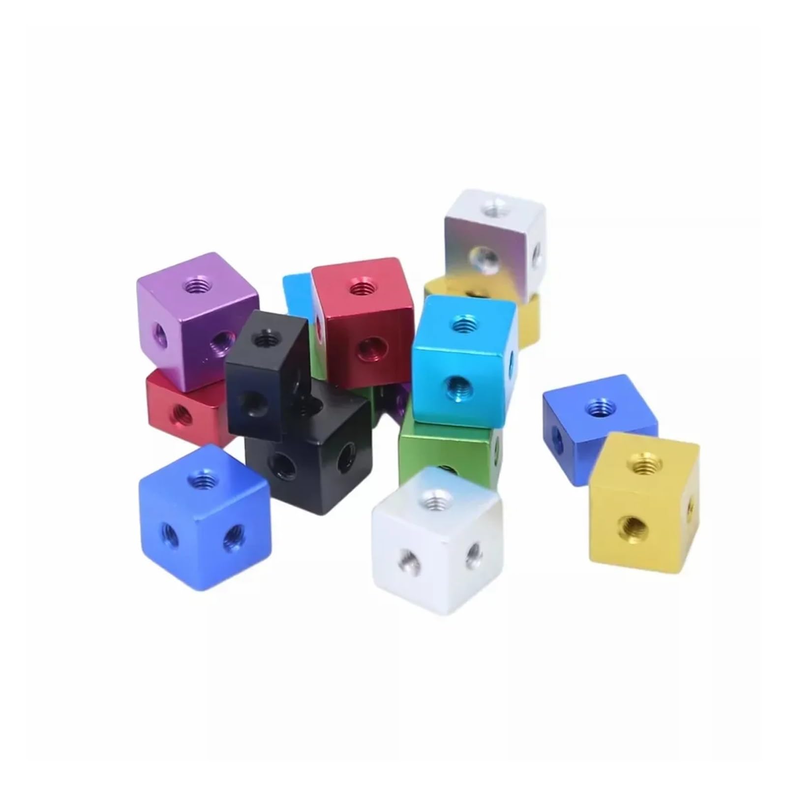5 pezzi in lega di alluminio anodizzato M3 M4 M5 M6 M8 M10 cubo connettore staffa di fissaggio distanziatore quadrato distanziatore a T 6 vie(Aluminium Colour,M6 x20 x 20 x 20mm)