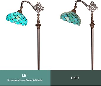 Capulina Tiffany Lamp Seagrass Blue Beads Stained Glass Reading Floor Lamp