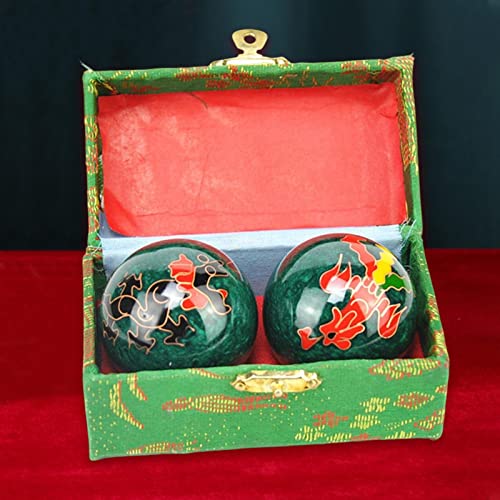 Bolas chinas para la salud color verde con estuche protector rígido 4