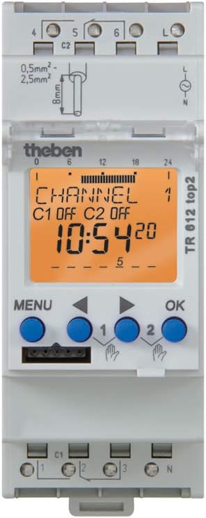 Crazy Deals Theben 6121100 TR 612 top2 115-120V UL – 2 channel digital time switch - timer - DIN-Rail - programmable - MADE IN GERMANY