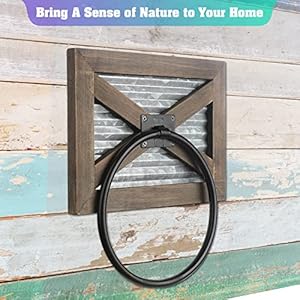 Farmhousebathroomrustictowelringwithgalvanizedmetalblackmetalrusticwarmbrownwoodwallmounthandtowelholderforcountrybathroomdecor  Urban Country Home Decor Farmhouse bathroom rustic towel ring with galvanized metal black metal rustic warm brown wood wall mount hand towel holder for country bathroom decor  urban country home decor