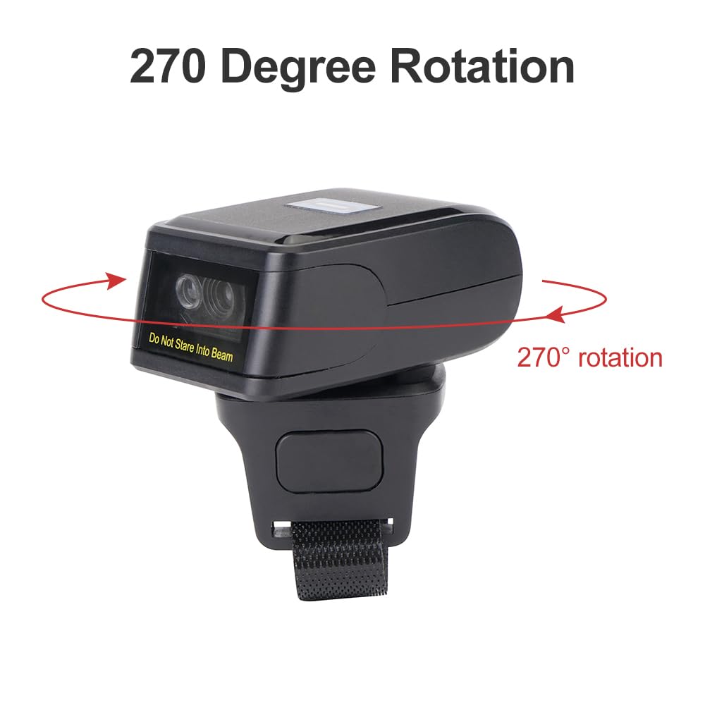 Marhynchus 2D Barcode Scanner Portable Finger Pinsive Hands Portable Ring Barcode Reader Wireless BT 2.4g Connexion pour la Bibliothèque de Supermarchés Express Company