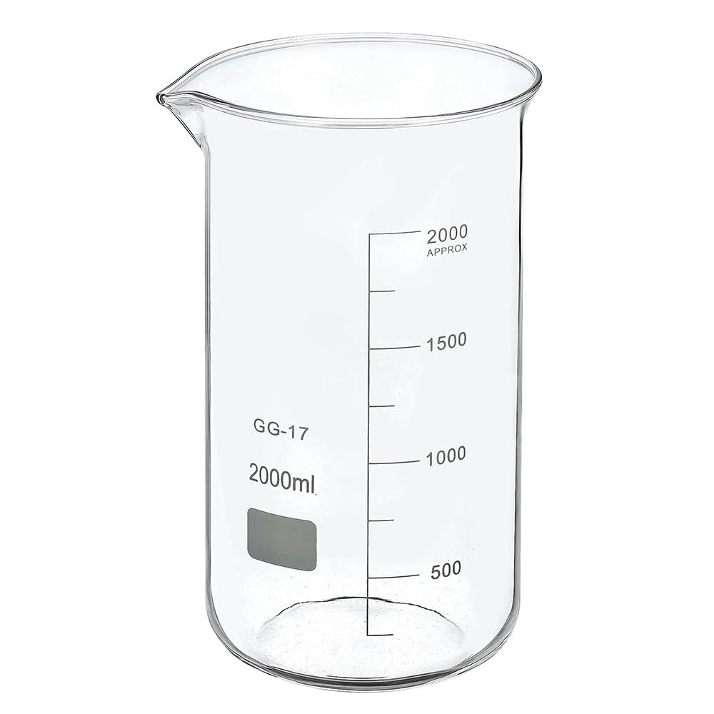 Becherglas aus Borosilikatglas, Messbecher aus Borosilikatglas, Laborbecher, 50–2000 ml, hitzebeständig(2000ml)