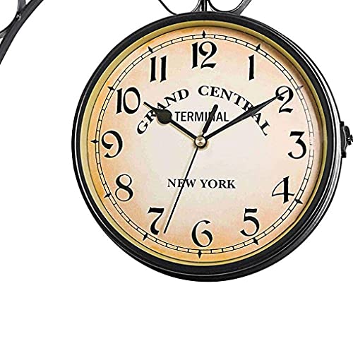 Horloge murale de jardin double face étanche avec synchronisation précise en fer - 6