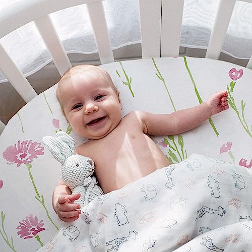 Image of Gllquen Baby Bassinet Sheets 4 Pack, Breathable Cozy Fitted Mattress Sheet | 32 inchx16 inch Soft Baby Sheets for Boys Girls, Compatible with Halo, Snoo, Uppababy, Universal fitted,Baby Gift,