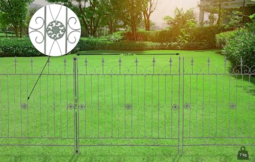 CLP Gartenzaun Mangold I Rankzaun Aus Eisen I Steckzaun-Element Ohne Betonieren, Farbe:antik-grün