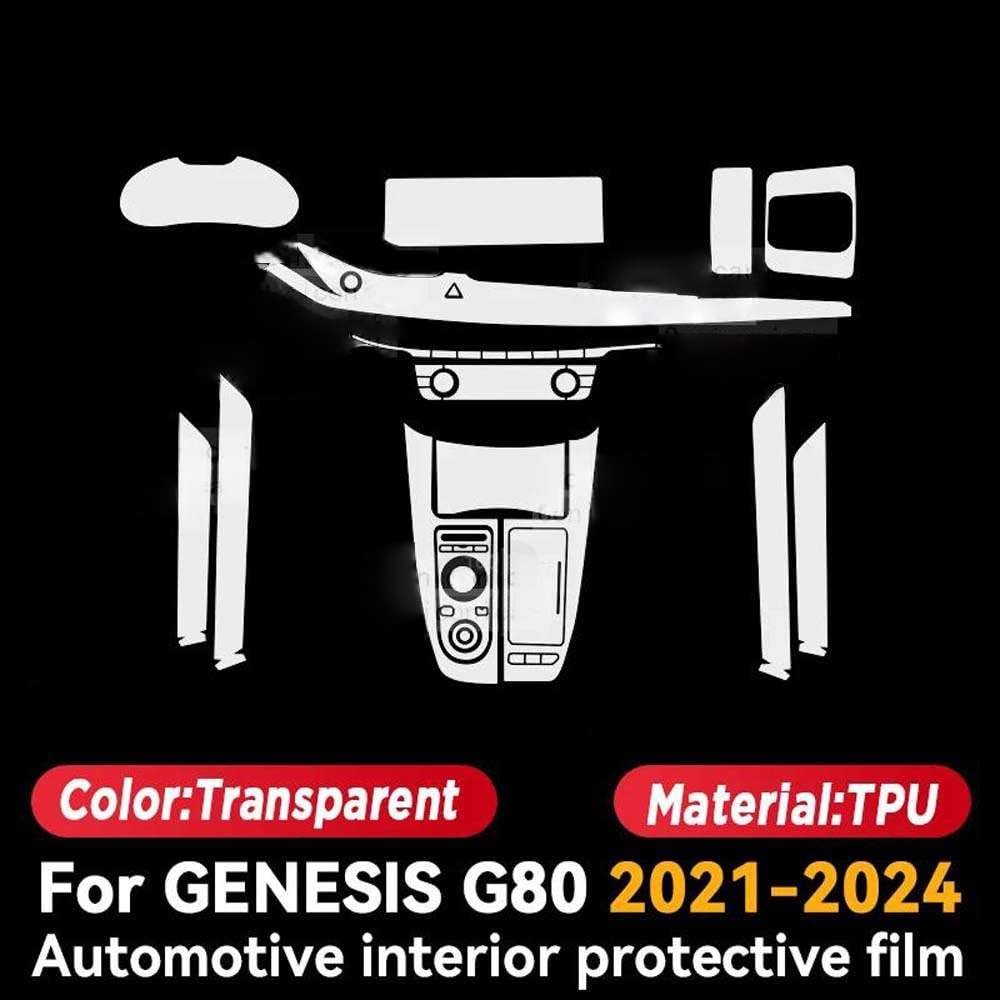 Pellicola Protettiva Trasparente in TPU per la Console Centrale dell'auto, per Genesis G80 2021-2024, AntiGraffio. Accessori.