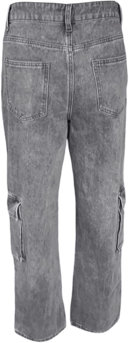 Women Baggy Jeans Casual Denim Y2K Star Print Teen Girls Pants Street Big Pockets Fall Spring Trousers