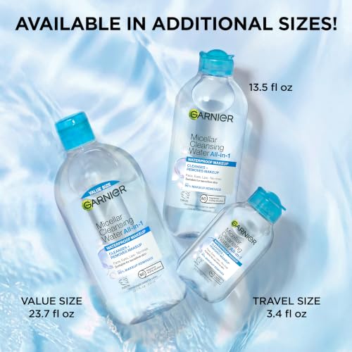 Garnier SkinActive Micellar Water For Waterproof Makeup, Facial Cleanser & Makeup Remover, 13.5 Fl Oz (400mL), 1 Count (Packaging May Vary) - image 8