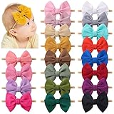 yoyokid 20 PCS Baby Headband Bows Nylon Baby Girl Bows and Headbands Super Soft Baby Headbands Hair Bows Stretchy Hairbands with Bows for Baby Girls Newborn Infant Toddlers
