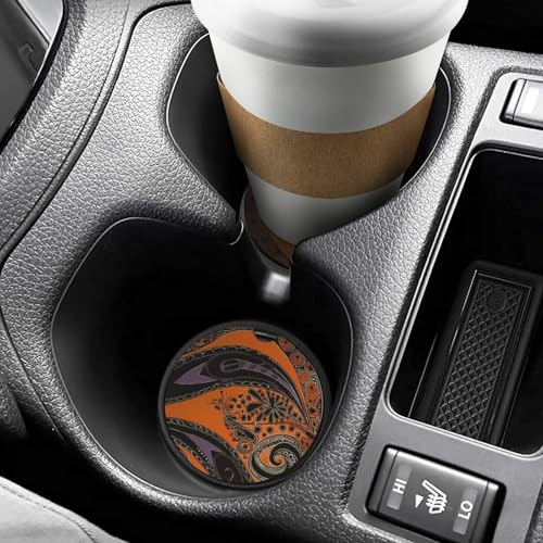 Posavasos para autos 2.6 pulgadas diseño naranja y morado miniatura 6