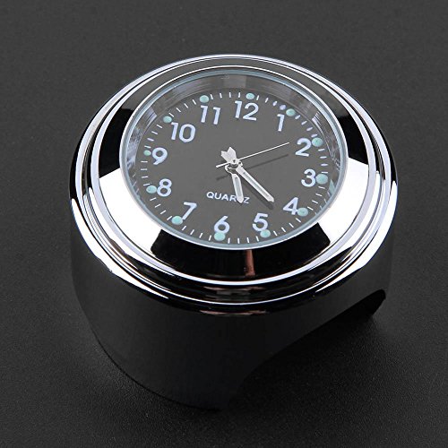 PiniceCore wasserdichte 22/25 mm Motorrad-Lenkerhalterung Zifferblatt Uhr für Harley (schwarz)