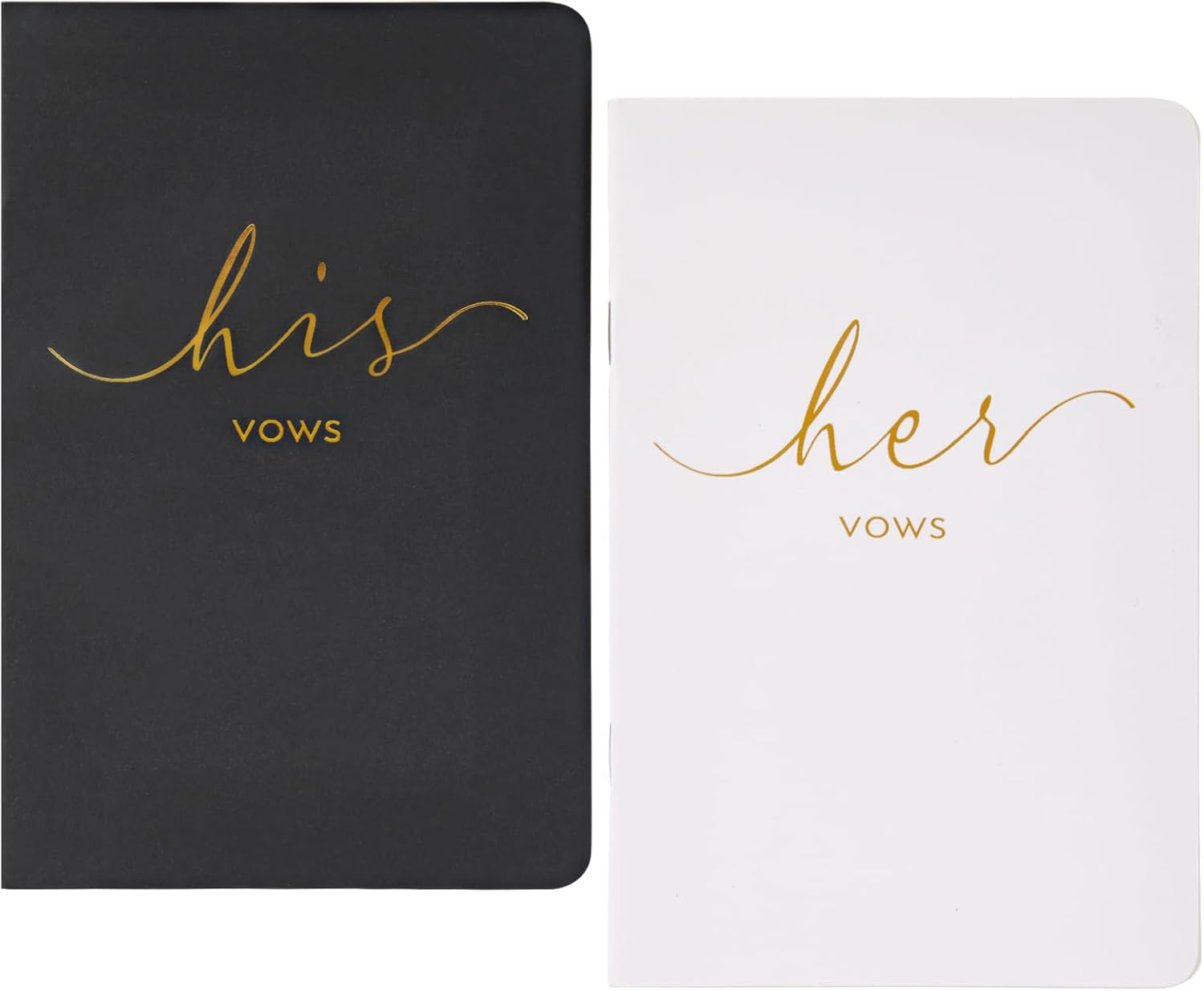 Wedding Vow Books His and Hers, Officiant Book for Wedding Ceremony, Gold Foil Wedding Notebook Bride Groom Booklet for Wedding Gifts, 28 Pages, 5.9" X 3.9", Wedding Journal, Black White