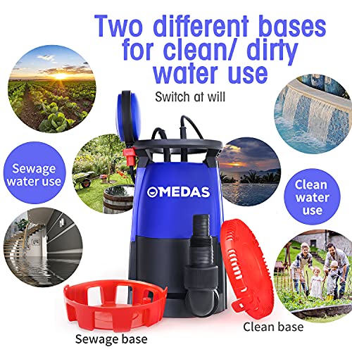 Medas Electric 3 In 1 Submersible Pump 1/2Hp 400W 2905Gph Sump Pumps W/Float Switch And Long 16.4Ft Cable Dirty/Clean Water Pump For Ponds, Pools And Drain #TOP6
